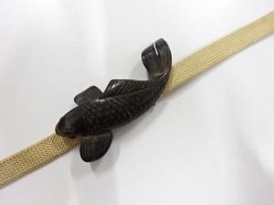 アンティーク　海松　鯉　帯留め